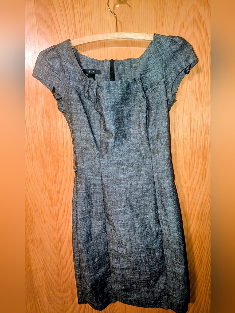 BCX Charcoal Cap-Sleeve Sheath Dress